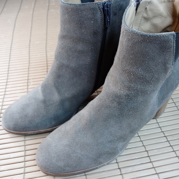 Napoleoni Italy Brown Suede Leather Zip 3" High stacked block Heel Ankle Boots W - Picture 2 of 11